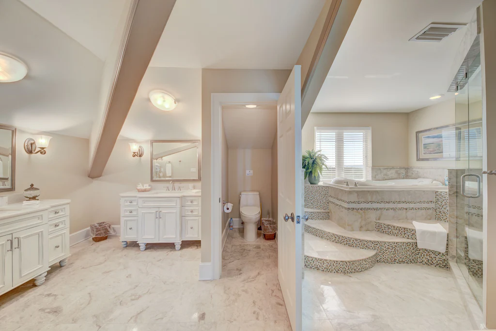 Bathroom in the Master Suite (large walk-in glass shower is to the right)