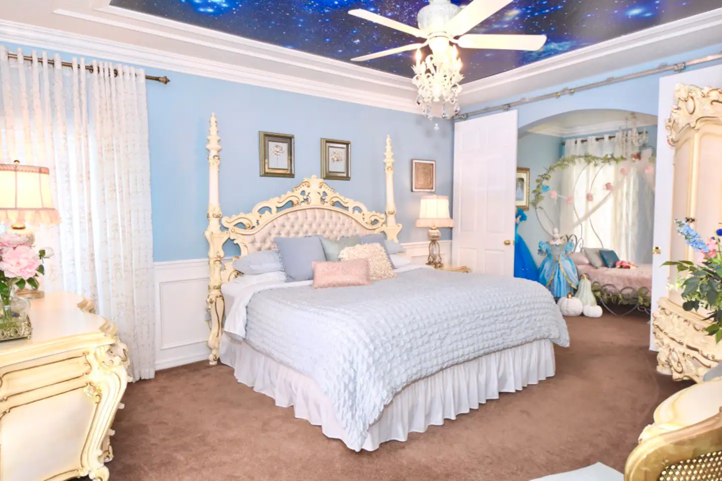 Cinderella's Midnight King Suite is a lovely French-themed suite with enough space for a small family..