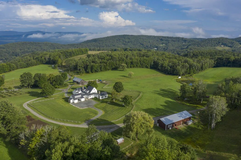 Aerial view of the farm house