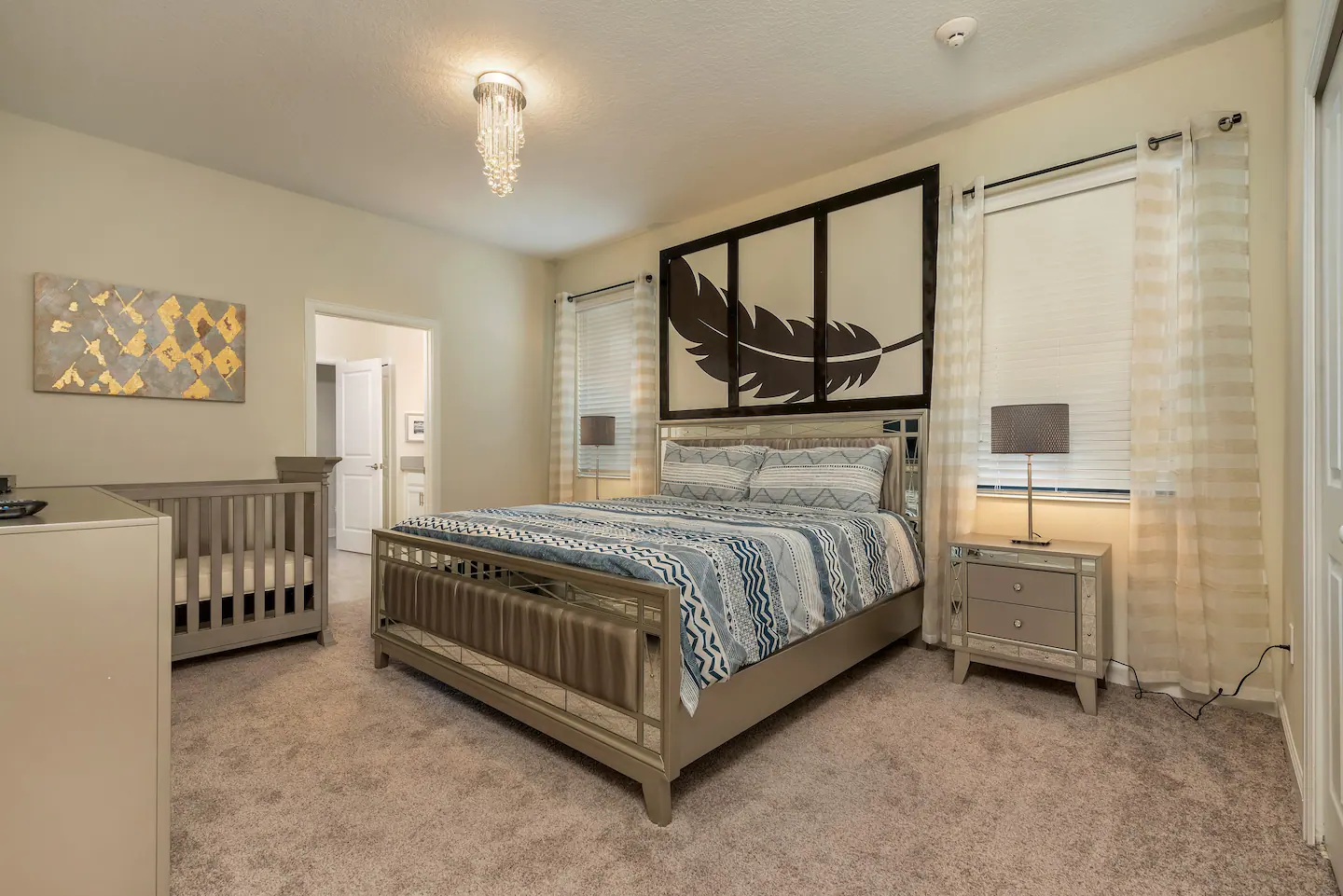King-size bed + Baby Crib in the Master Suite