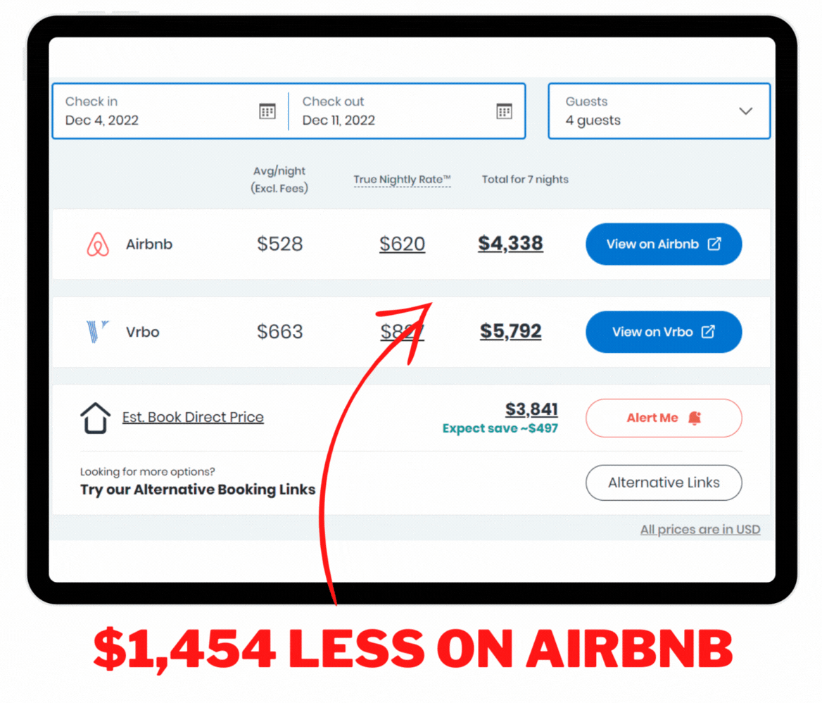 Airbnb Castle pricing options
