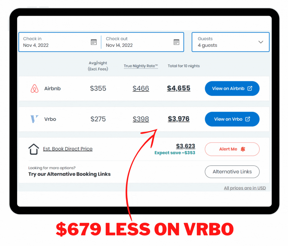 Price comparisons for this Airbnb Beach House In The US Virgin Islands