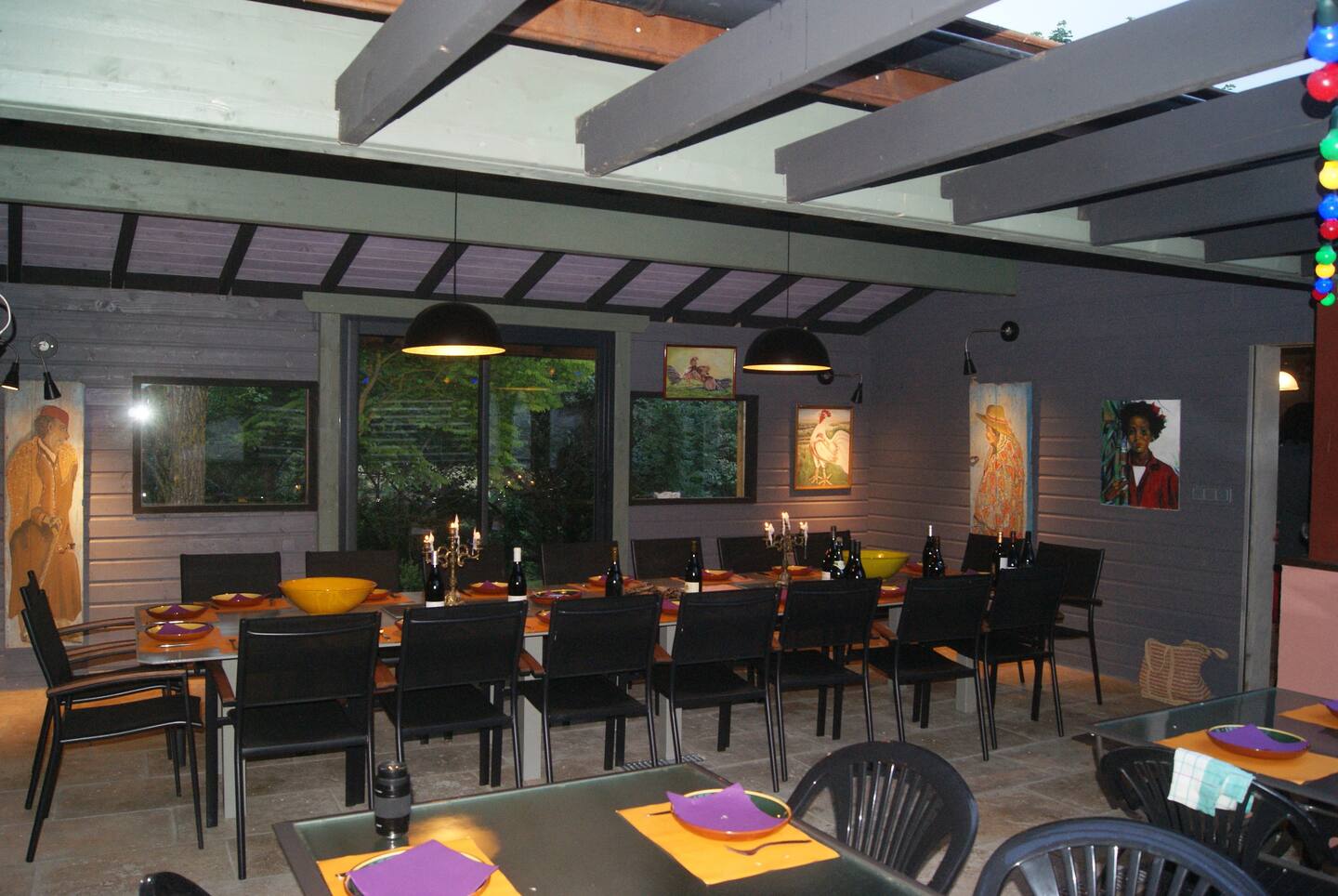 A large dining area for large number of guests