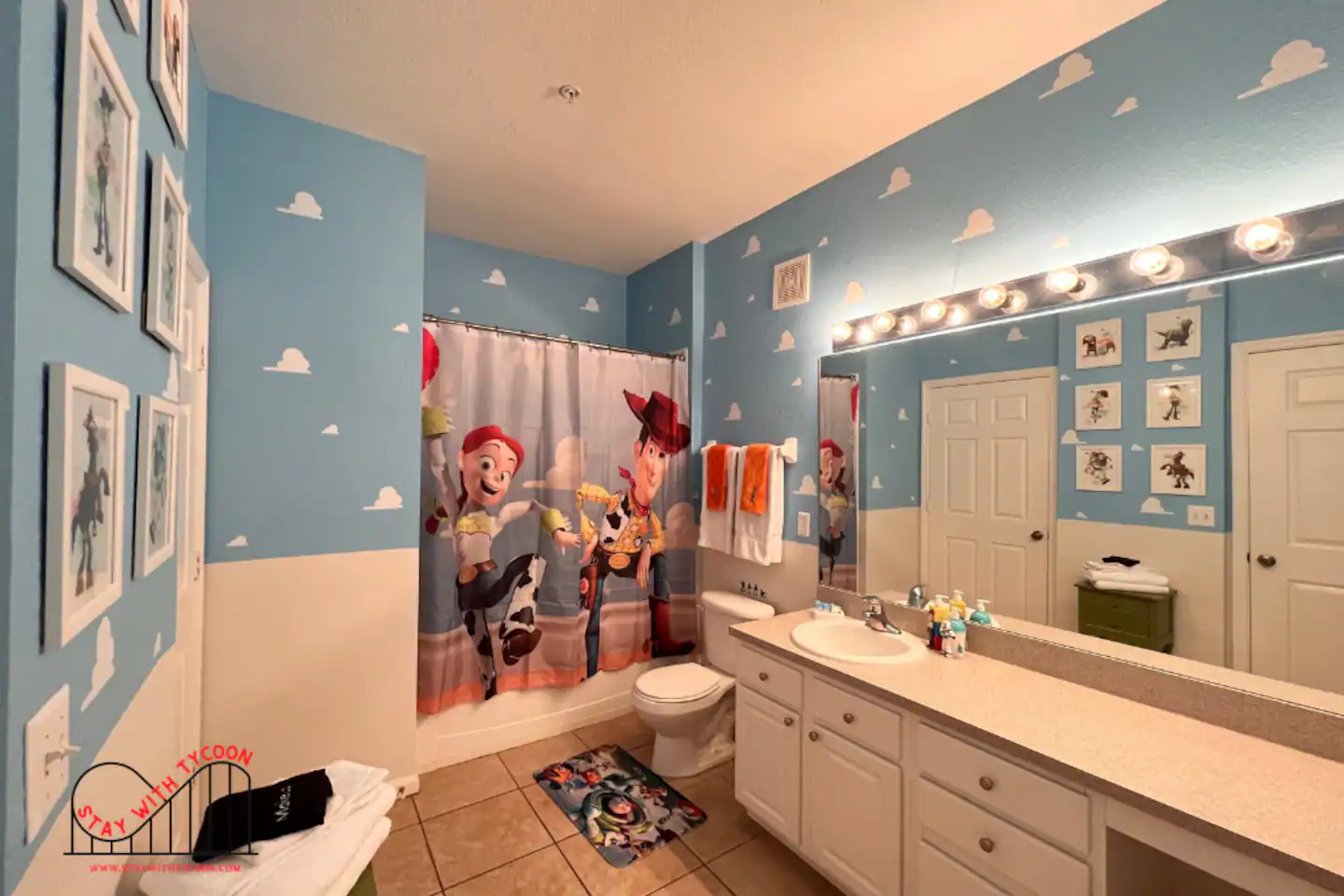 The Toy Story restroom is shared with the Harry Potter and Star Wars rooms!