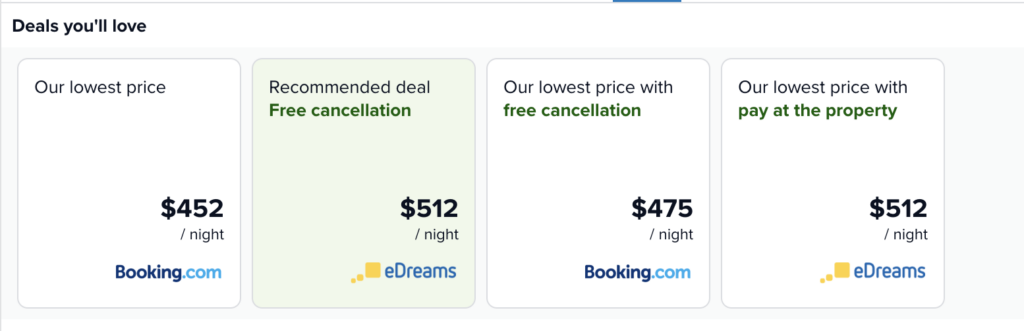 Trivago price comparisons