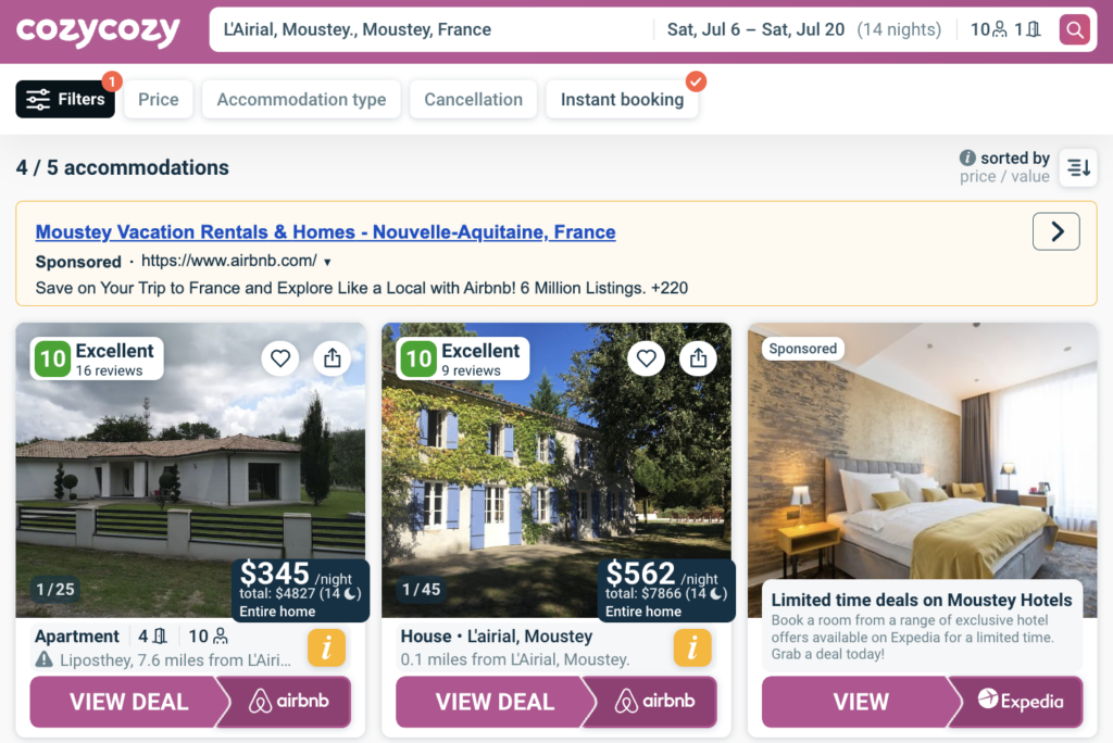 Image highlighting the user experience on Cozy Cozy, a travel booking platform and a great alternative to Airbnb