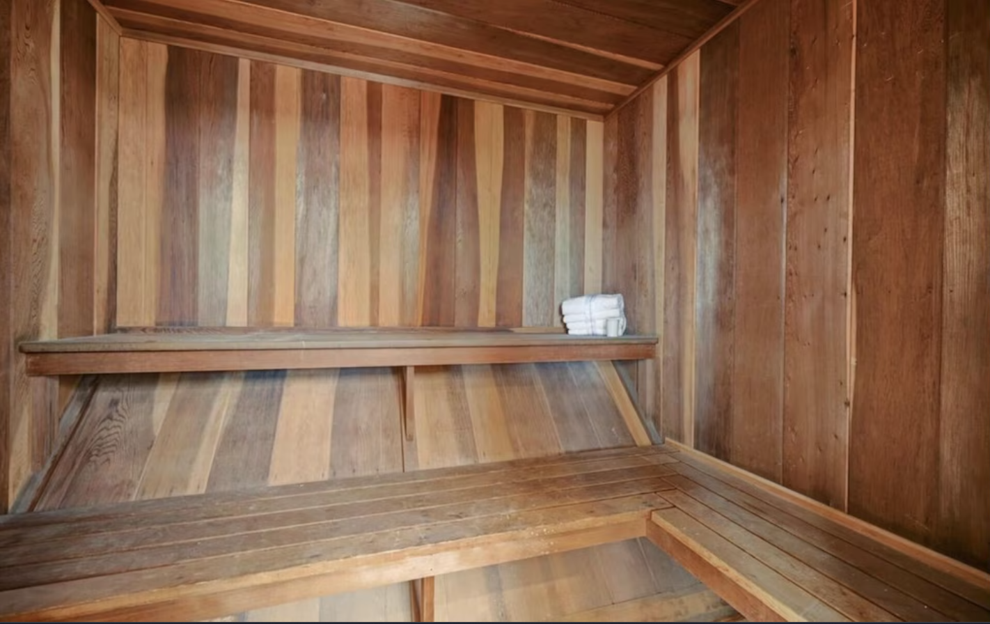 Experience the amazing and spacious sauna.