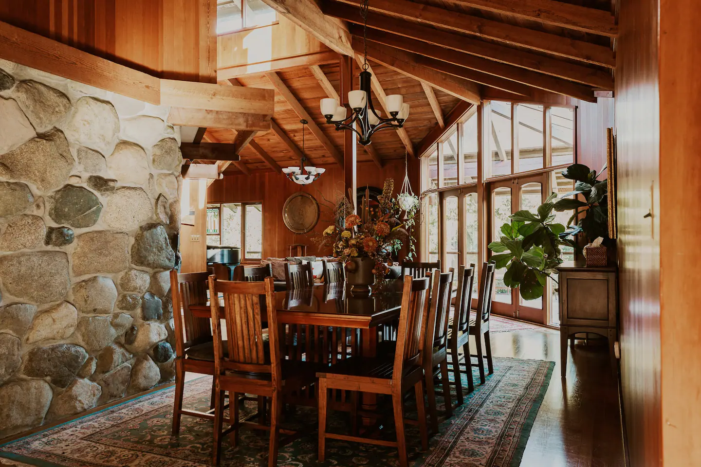 This cozy dining room is the perfect place to enjoy a family meal or a romantic dinner for two.