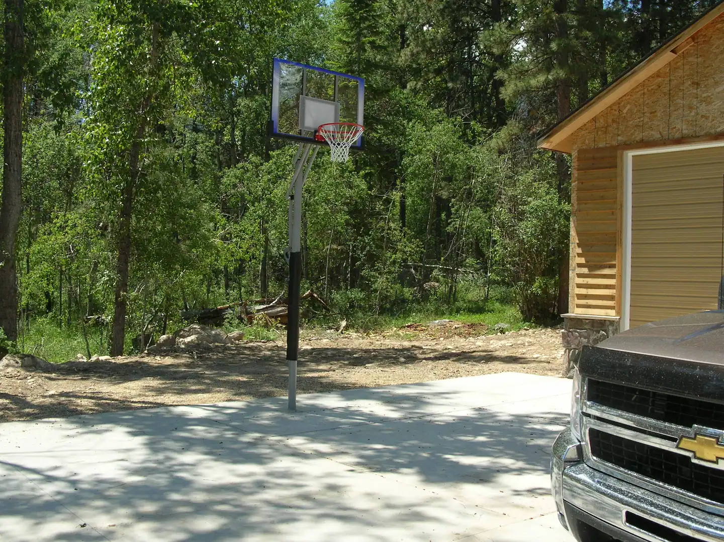 Enjoy a game of basketball on the court.