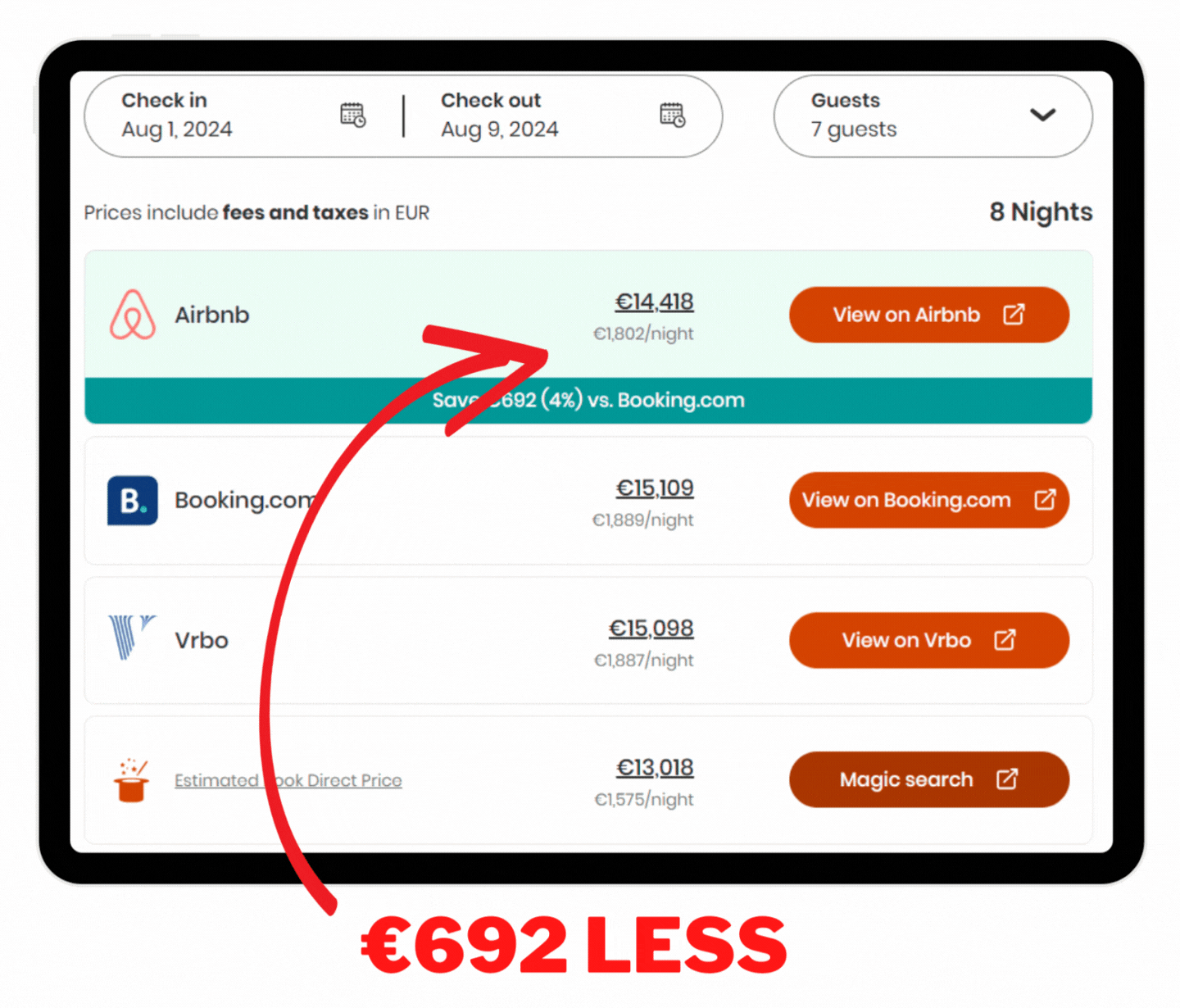Save nearly 700 Euro when booking with Airbnb