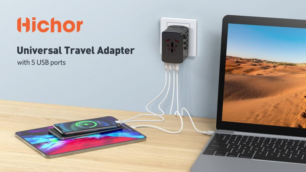 The universal travel adapted can bridge the gap between your devices and the different outlet types out there. 