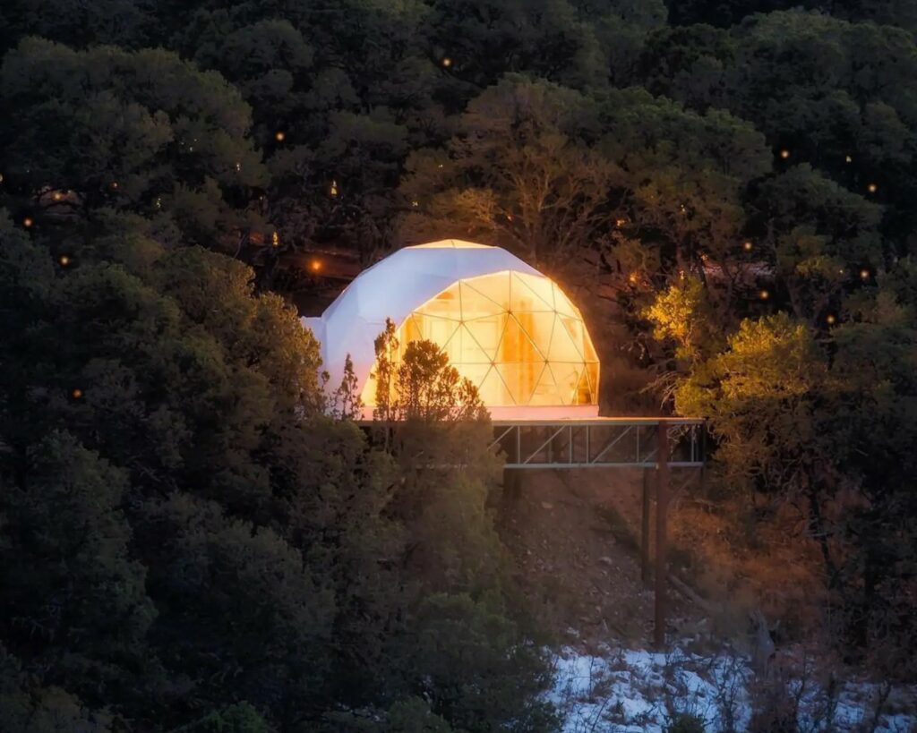 Unplug from the city to soak up in nature and experience a romantic getaway with an amazing sunset view at our ZIA Geo Dome at El Mistico Ranch.
