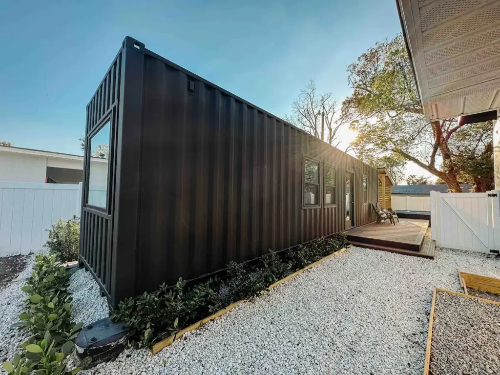 Newly constructed, shipping container turned luxury rental.