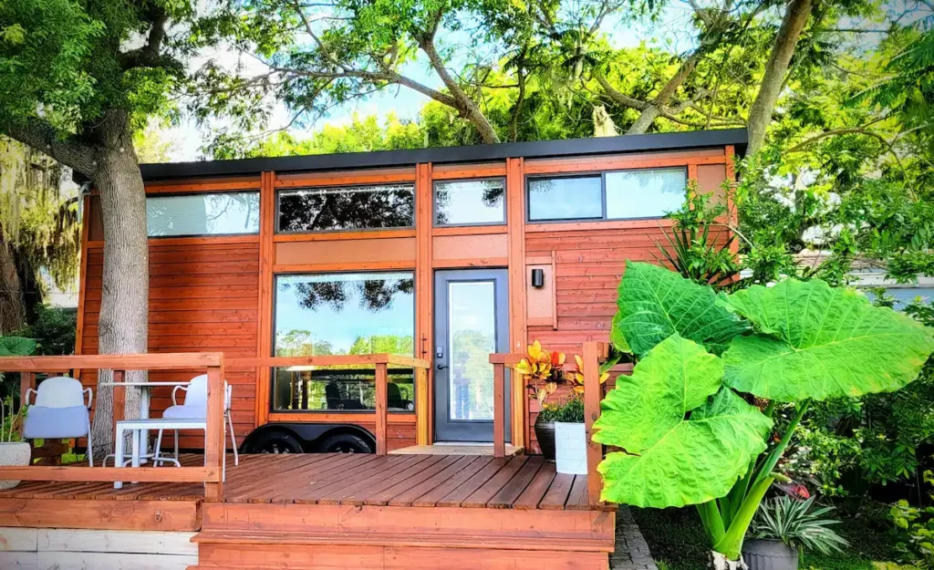 This quaint tiny home is filled with charm.