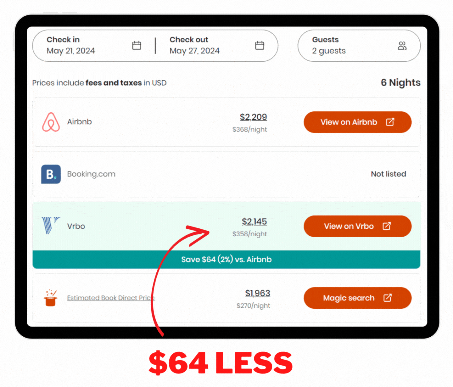Airbnb Orlando Lakeside price comparisons
