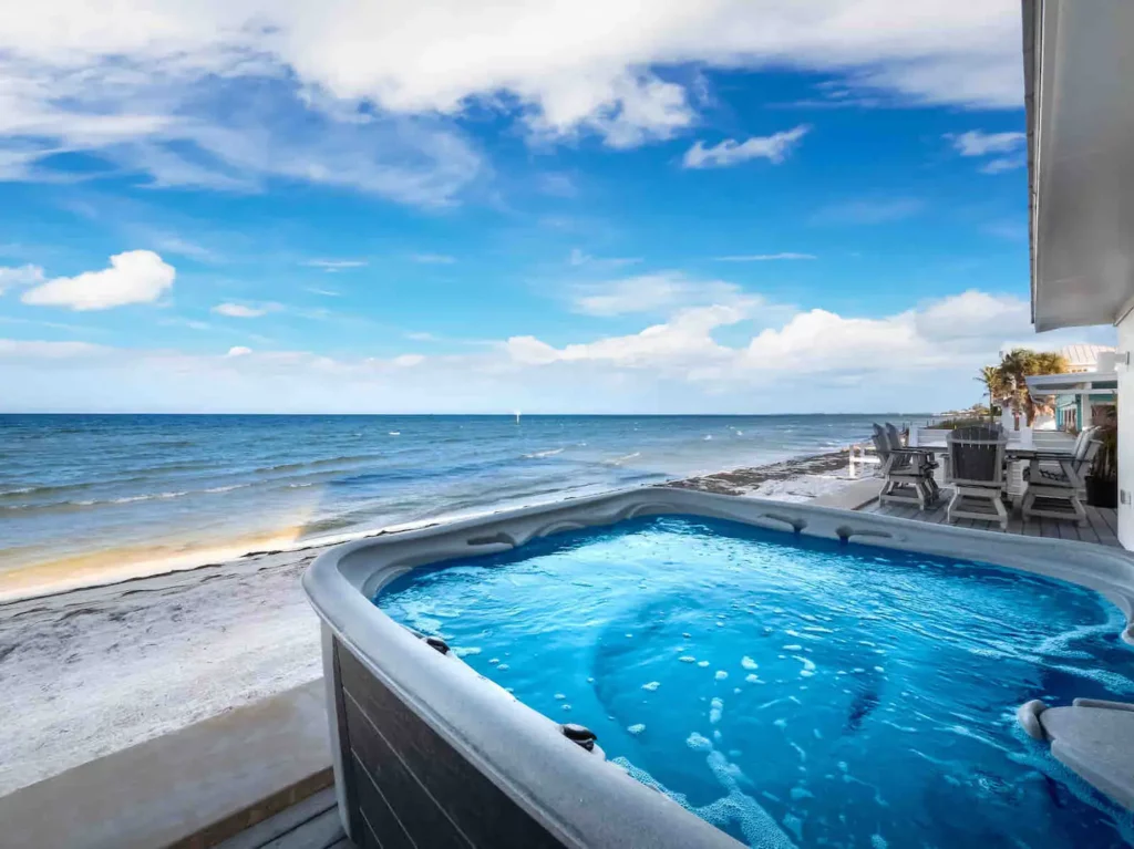 Relax by the heated pool and hot tub