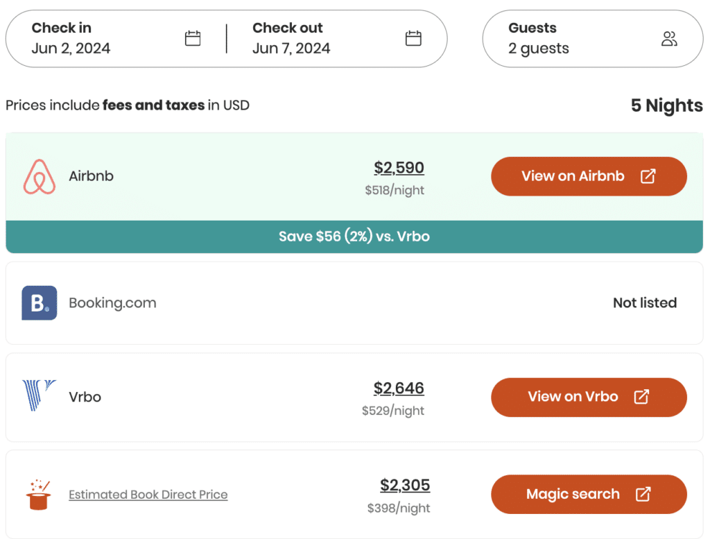 Price comparison for this cabin from hichee.com