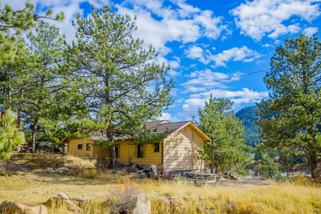Enjoy Rocky Mountain View's from the hot tub of our home perched on a quiet hillside above downtown Estes Park.