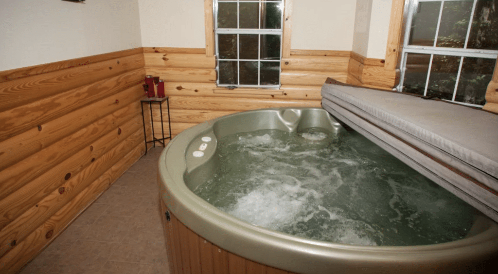 semi covered hot tub