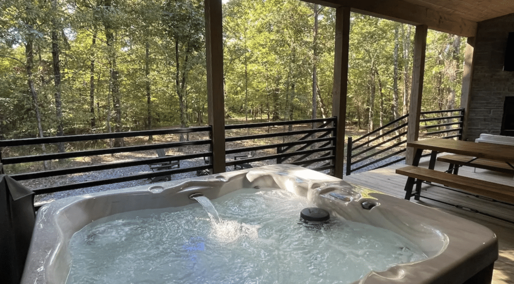 But the real money shot is to take a photo of what guests will see from the hot tub. This photo sends a message that says, you can sit in this hot tub and enjoy the natural beauty of your surroundings.